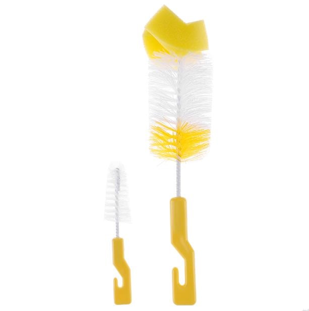 2pcs/set Baby Bottle Brush Nipple Brush 360-degree Rotating Head Cleaning Sponge Cup Brush Kit