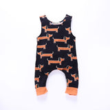 2018 Boy Fall Rompers Baby Girl Jumpsuit Tiny Cottons Sleeveless Dog Printed Zipper Onesie Baby Infant Toddler Clothes Outfits