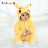 Baby Rompers Baby Girl Clothes Pikachu Kigurumi Kids Onesie Anime Cosplay Costume New Born Boy Pajama Flannel Warm Soft Jumpsuit