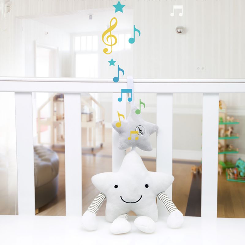 2018 New Baby Lathe Hanging Ring Star Print Rattle Crib Hanging Infant Stroller Hanging Toys Teether Stuffed Doll