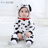 Baby Boys Girls Onesie Dalmatians Spotty Dog Cosplay Costume Flannel Warm Black White Cute Animal Kigurumi Kids Jumpsuit Pajama