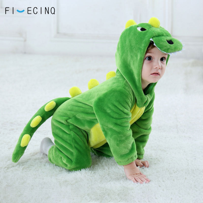 Baby Dinosaur Kigurumi Green Animal Cartoon Cosplay Costume Infant Child Bodysuit Onepiece Onesie Flannel Comfortable Fantasias