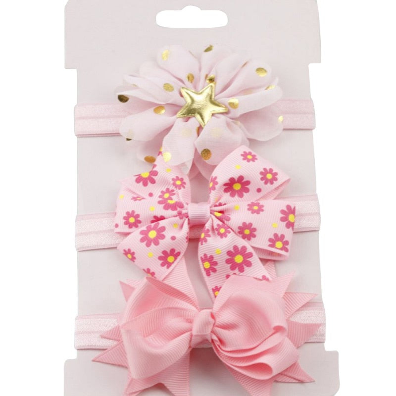 3pcs/set Baby Girl Accessories Green Flower Headband Bow knot Party Princess Dress Decoration High Quality Y13