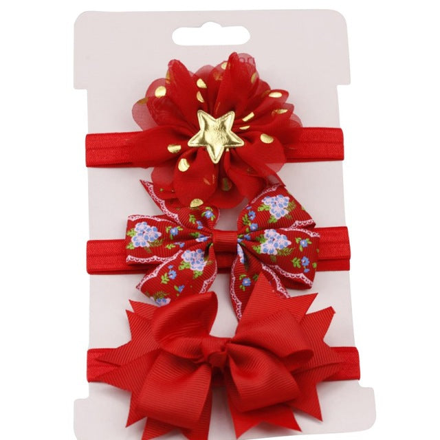 3pcs/set Baby Girl Accessories Green Flower Headband Bow knot Party Princess Dress Decoration High Quality Y13