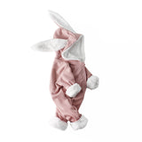 Rabbit Winter Baby Rompers for Boys Jumpsuit Plush Lining Baby Girl Romper Long Ears Hooded Baby Onesie Toddler Baby Clothes 1PC