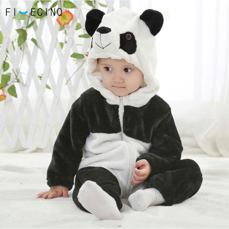 Panda Kigurumi For Baby Children Kids Cartoon Animal Cosplay Costume Warm Soft Flannel Fancy Winter Onesie Cute Pajama Body Suit