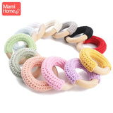 mamihome 3pc 50mm Wooden Ring Colorful Food Grade Teething DIY Rattle Wood Circles Baby Bites Rings Nurse Gifts Baby Teether