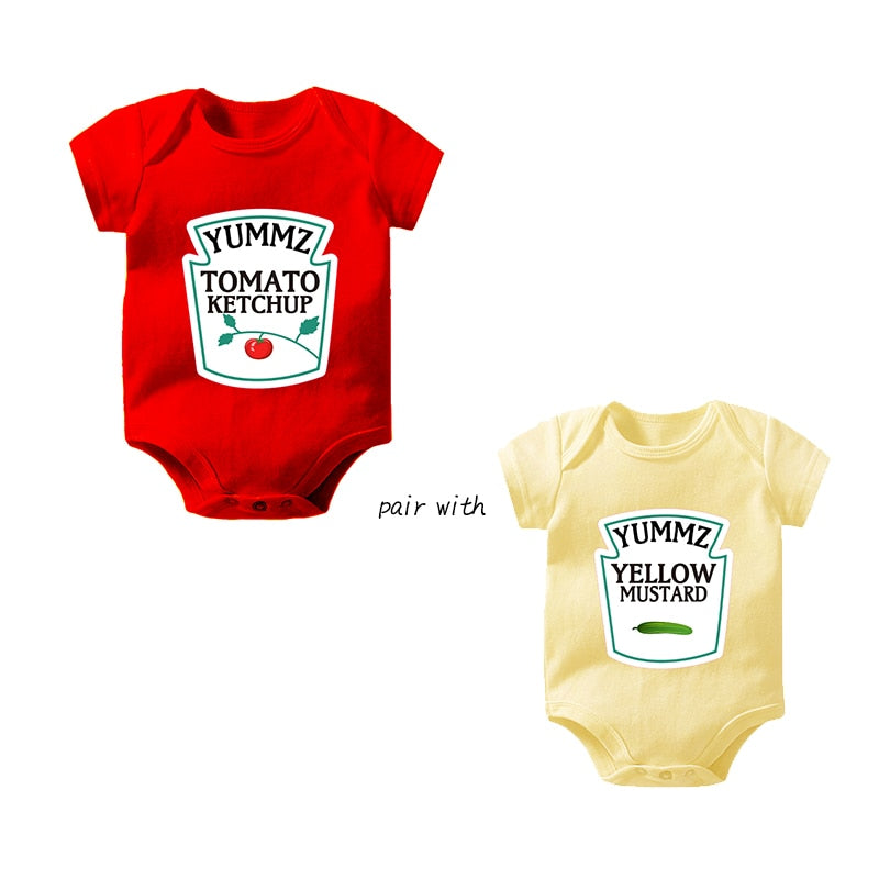 Culbutomind Yummz Tomato Ketchup Yellow Mustard Red and Yellow Bodysuit Baby Boy Twins Baby Clothes Twins Baby Boys Girls