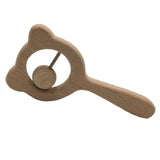Baby Toys Beech Wood Bear Hand Teething Wooden Ring Can Chew Beads Baby Rattles Play Gym Montessori Stroller Toys