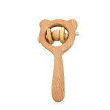Baby Toys Beech Wood Bear Hand Teething Wooden Ring Can Chew Beads Baby Rattles Play Gym Montessori Stroller Toys