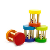 Baby 1pcs Montessori Wooden Cage Rattles Toy Musical Hand Bell Instruments Shaking Handbell Toys Intellectual Educational Toys