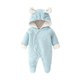 Winter Newborn Baby Girl Rompers Thicken Warm Cotton Jumpsuit Hooded Clothing Floral Princess Christmas Girls Onesie