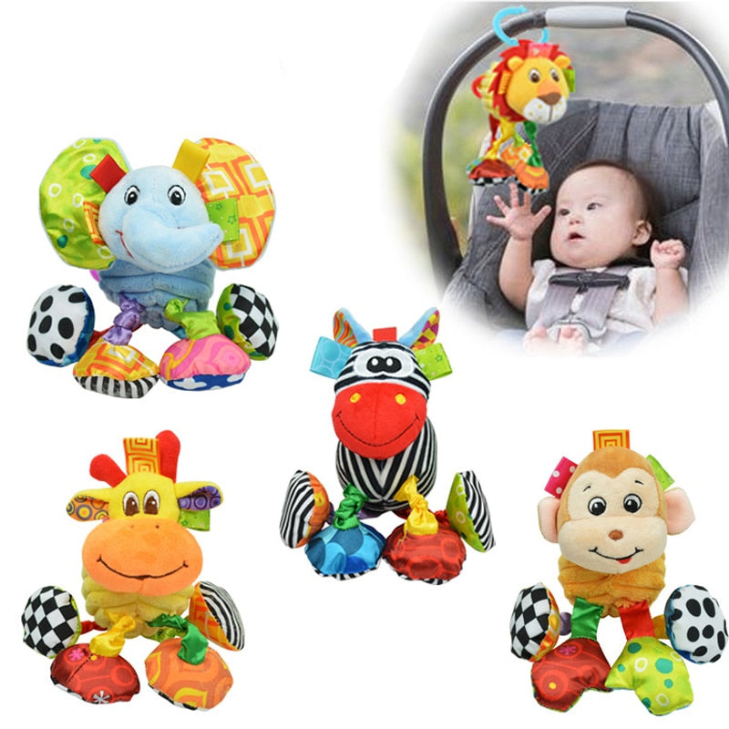 Baby Rattle Ring Bell  Toy Soft Plush Elephant Crib Bed Hanging Animal Teether  Infant Early Educational Doll WJ323
