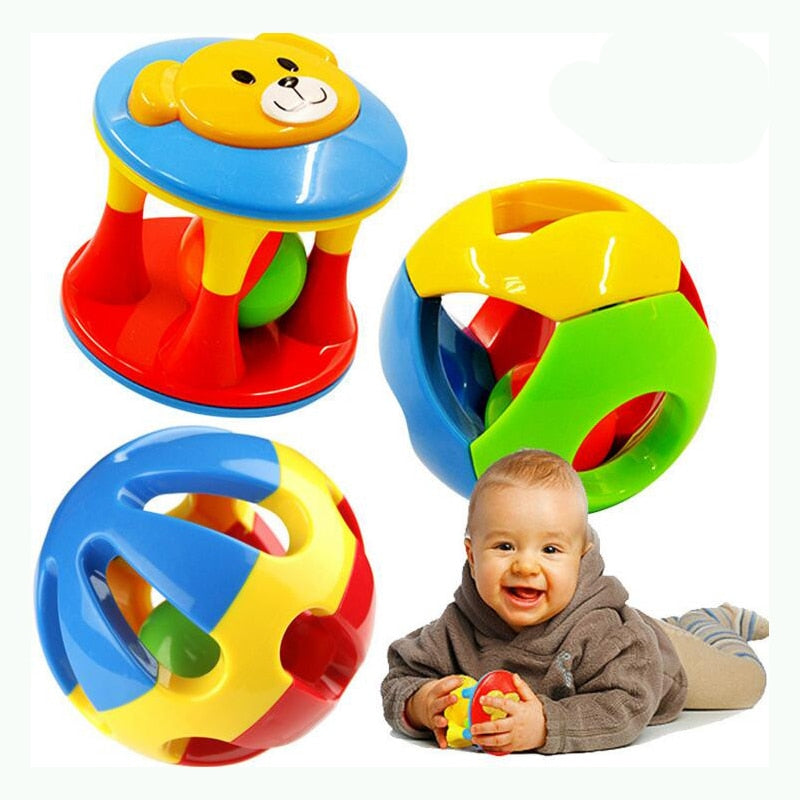 2 PCS/Set New Lovely Baby Rattles Plastic  Toys Hand Shake Bell Ring   Educational  WJ264