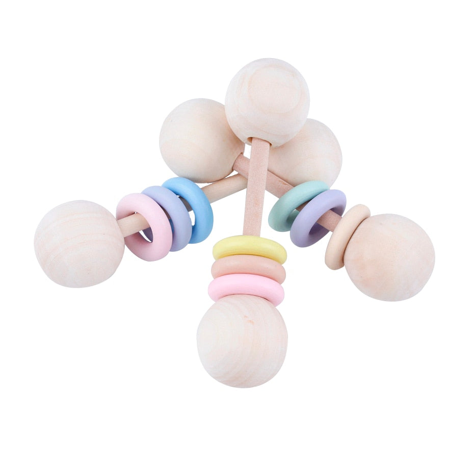 Wooden Teether Bells Wooden Rattles 3 Style Soothe Baby Nursing Accessories Montessori Toys Shower Gift Baby Ring Rattles Toys