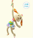 Animal Baby Soft Toy Ring Bell  Plush Rattle Squeaker Cute Cartoon Dog /Frog /Monkey/ cat  pull shock baby  WJ371
