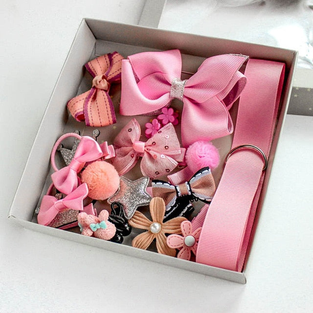 BalleenShiny 18Pcs/set Headwear Set Baby Girls Hairpins Children Headband Bowknot Hot Sale Crown Princess New Hair Accessories