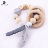 Baby Toys Nursing Feather Bracelet 1pc Wooden Teething Rings DIY Private Personalized Baby's Name Wood Rattles Let's Make