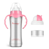 REIZBABY Baby Bottle Thermos Stainless Steel Feeding Bottle 3-in-1 Nursing Bottle Nipple Insulation Cup Vacuum Flask Milk Bottle