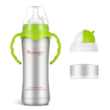 REIZBABY Baby Bottle Thermos Stainless Steel Feeding Bottle 3-in-1 Nursing Bottle Nipple Insulation Cup Vacuum Flask Milk Bottle