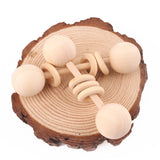 1PC Wooden Teether Rattle Montessori Activity Gym Toys With Three Ring Teething Toys Baby Nursing Accessories Chew Toys Gifts
