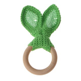 Baby Girl Boy Teething Ring Chewable Teether Wooden Natural Bunny Rattle Toy