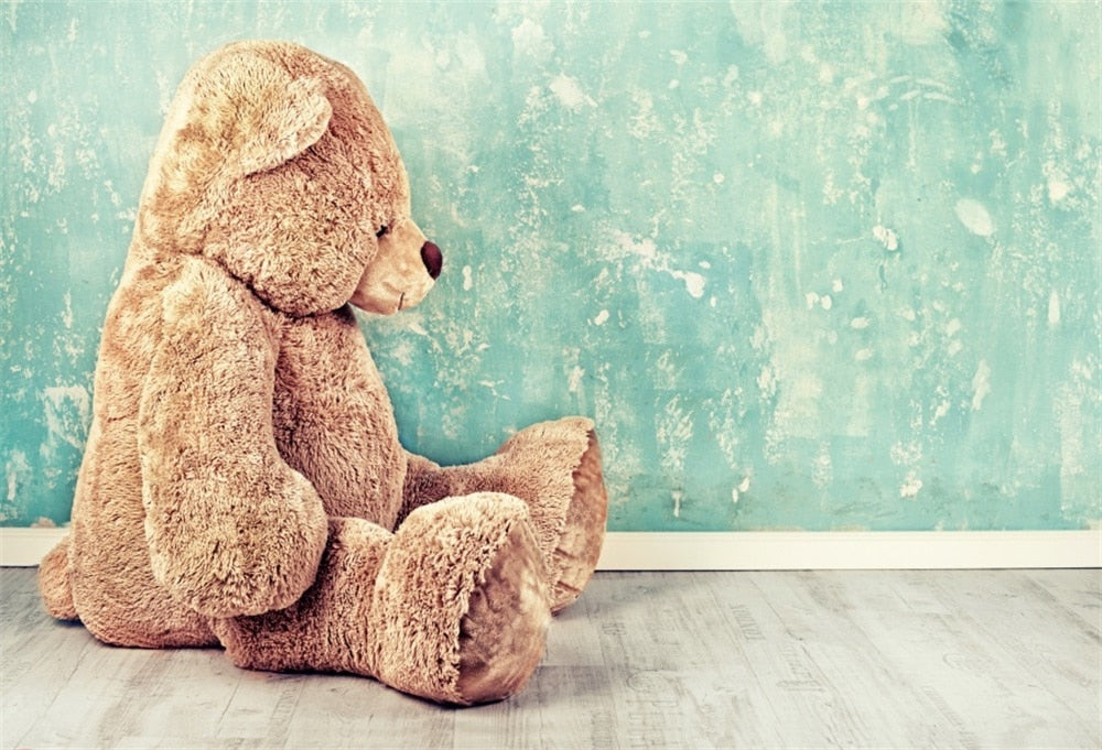 Laeacco Photo Backdrops Teddy Bear Gradient Solid Wall Baby Newborn Portrait Photography Backgrounds Photocall Photo Studio